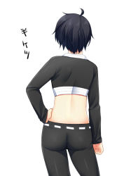 Rule 34 | 1boy, ahoge, artist request, ass, black hair, black pants, from behind, long sleeves, male focus, pants, sengoku musou, shiny clothes, short hair, solo, takenaka hanbei, translation request