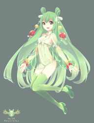 Rule 34 | 1girl, bad id, bad nicoseiga id, bare shoulders, bow, bra, bracelet, breasts, character name, chibi, collar, creatures (company), full body, game freak, gem, gen 5 pokemon, green footwear, green hair, green thighhighs, grey background, grey eyes, hair ornament, hair rings, high heels, highres, jewelry, lingerie, long hair, looking at viewer, lots of jewelry, merlusa, midriff, navel, nintendo, open mouth, panties, personification, pokedex number, pokemon, pokemon (creature), reuniclus, see-through, shoes, simple background, small breasts, smile, solo, thighhighs, underwear, very long hair