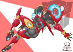 Rule 34 | 1girl, alien, ass, blue eyes, breasts, daikotsu, flame toys windblade, floating, high heels, highres, humanoid robot, medium breasts, panties, red lips, robot, solo, thick thighs, thighs, transformers, underwear, windblade, wings