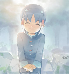 1boy bad_id bad_pixiv_id blush closed_eyes hair_ornament inazuma_eleven_(series) inazuma_eleven_go male_focus mizuhara_aki short_hair shuu_(inazuma_eleven) sitting smile solo