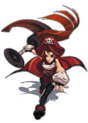 Rule 34 | 1girl, anchor, arc system works, brown eyes, brown hair, gloves, guilty gear, hat, may (guilty gear), pantyhose, pirate, red hat, skull and crossbones, solo, transparent background