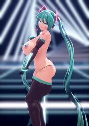 Rule 34 | 1girl, 3d, alternate breast size, animated, aqua eyes, aqua hair, artist request, ass, ass shake, audible music, bikini, bouncing breasts, breasts, hatsune miku, heart pasties, huge breasts, jiggle, long hair, looking at viewer, matching hair/eyes, mikumikudance (medium), navel, pasties, smile, solo, sound, standing, swimsuit, thigh jiggle, thighhighs, thighs, thong, twintails, video, vocaloid