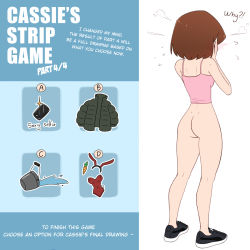 Rule 34 | 1girl, absurdres, animal ears, ass, bare shoulders, black footwear, black jacket, black pants, blue pants, blush, bob cut, bottomless, breasts, brown hair, bucket, bucket of water, camisole, cassie (tobias wheller), cellphone, commentary, covering face, dimples of venus, down jacket, earclip, english commentary, english text, facing away, fake animal ears, full body, hands on own face, highres, hood, hoodie, jacket, leotard, meme, original, paid reward available, pants, parted lips, phone, pink camisole, pink hoodie, playboy bunny, poll, raised eyebrows, red leotard, shoes, short hair, shoulder blades, small breasts, smartphone, sneakers, solo, standing, steam, tobias wheller, track pants, twitter strip game (meme), two-tone pants