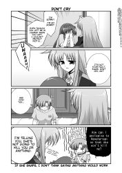Rule 34 | 00s, 3girls, = =, bandage on face, bandaged arm, bandages, comic, english text, fate testarossa, greyscale, hard-translated, intravenous drip, lyrical nanoha, mahou shoujo lyrical nanoha, mahou shoujo lyrical nanoha strikers, mikage takashi, military, military uniform, monochrome, multiple girls, scared, schach nouera, shario finieno, tears, third-party edit, translated, uniform