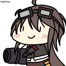 Rule 34 | 1girl, ahoge, animated, animated gif, cannon, firing, goggles, goggles on head, lowres, seseren, smile