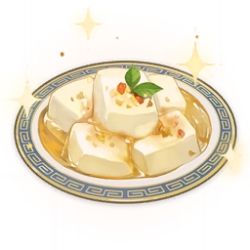 Rule 34 | almond tofu (genshin impact), artist request, commentary, english commentary, food, food focus, game cg, genshin impact, leaf, lowres, mint, no humans, official art, plate, simple background, sparkle, still life, third-party source, tofu, transparent background