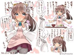 Rule 34 | 10s, 1boy, 1girl, :d, :o, admiral (kancolle), apron, arm grab, blue eyes, blue necktie, blush, bowl, brown hair, character name, chopsticks, closed mouth, collared shirt, dress, epaulettes, eyebrows, flying sweatdrops, food, grey pantyhose, heart, kantai collection, kazagumo (kancolle), long hair, long sleeves, looking at viewer, military, military uniform, naval uniform, necktie, open mouth, panties, panties under pantyhose, pantyhose, pink apron, pink dress, rice, shirt, short sleeves, sleeveless, sleeveless dress, smile, speech bubble, spoken heart, suzuki toto, sweatdrop, table, translation request, twitter username, underwear, uniform, vegetable, white shirt