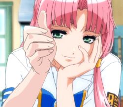 Rule 34 | 00s, animated, animated gif, aria (manga), green eyes, looking at viewer, mizunashi akari, pink hair, sexually suggestive, solo, third-party edit, twintails