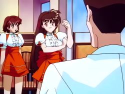 Rule 34 | 1990s (style), animated, anime screencap, audible speech, bow, breasts, brown hair, changing clothes, determined, dressing, embarrassed, english audio, happy, kimura takahiro, kubota jun, large breasts, locker, long hair, looking down, multiple girls, noise reduction, recolor, resized, restaurant, retro artstyle, school uniform, screencap, shirt, smile, sound, takeuchi yuka, third-party edit, tight clothes, tight shirt, undressing, upscaled, variable geo, very long hair, video, waitress, waitress uniform