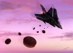 Rule 34 | ace combat, ace combat zero, afterburner, aircraft, airplane, cloud, commentary request, galm team, highres, military, military vehicle, no humans, outdoors, panavia tornado (aircraft), purple sky, shadow, signature, sky, surstromming, thompson (solowingfh), vehicle focus