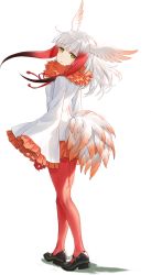 Rule 34 | animal costume, animal ear fluff, animal ears, japanese crested ibis (kemono friends), kemono friends, kemono friends kingdom, official art, pantyhose, red pantyhose, simple background, standing, tachi-e, tail, transparent background