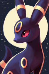 Rule 34 | creature, creatures (company), expressionless, game freak, gen 2 pokemon, looking away, looking to the side, nintendo, no humans, orcaowl, pink eyes, pokemon, pokemon (creature), profile, signature, solo, umbreon