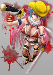Rule 34 | 1girl, blood, breasts, cowboy hat, freeride-art, hat, highres, kagura (oneechanbara), large breasts, oneechanbara, smile, solo
