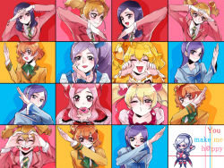 Rule 34 | 00s, 6+girls, aono miki, blonde hair, blush, brown hair, choker, cure berry, cure passion, cure peach, cure pine, dark persona, dual persona, eas (fresh precure!), fresh precure!, hair ornament, hairband, heart, heart hair ornament, heart trace, higashi setsuna, incoming kiss, long hair, magical girl, momozono love, multiple girls, multiple persona, one eye closed, pink hair, precure, purple eyes, purple hair, red eyes, school uniform, side ponytail, smile, tima, twintails, wink, yamabuki inori