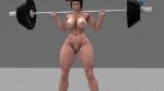 Rule 34 | 1girl, 3d, abs, animated, barbell, batesz, black hair, bouncing breasts, breasts, capcom, completely nude, curvy, exercising, female focus, han juri, large breasts, long hair, muscular, muscular female, navel, nipples, nude, pussy, shiny skin, source filmmaker (medium), street fighter, street fighter v, tagme, thighs, twintails, uncensored, video, weightlifting
