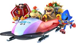 Rule 34 | absurdres, bobsled, bowser, bowser jr., dr. eggman, highres, mario &amp; sonic at the olympic games, mario &amp; sonic at the olympic winter games, mario (series), metal sonic, nintendo, official art, sonic (series), super mario bros. 1