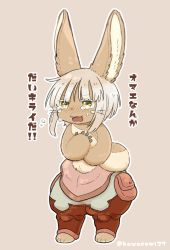 Rule 34 | 1girl, absurdres, brown eyes, rabbit, furry, furry female, highres, kawasemi27, made in abyss, nanachi (made in abyss), short hair, solo, white hair