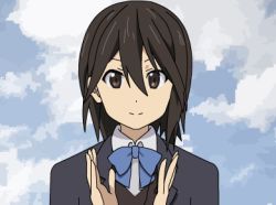 Rule 34 | 1girl, animated, animated gif, artist request, clapping, congratulations, drawfag, inaba himeko, kokoro connect, lowres, neon genesis evangelion, parody, solo, source request, upper body