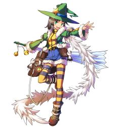 Rule 34 | 1girl, absurdres, bag, bell, belt, buckle, chain, fang, feather boa, full body, green eyes, hand fan, harisen, hat, highres, jacket, kanatarou, keyhole, lock, looking at viewer, louis leondyke, messenger bag, official art, outstretched arms, outstretched hand, padlock, panda, pantyhose, short hair, shoulder bag, simple background, skirt, smile, solo, standing, standing on one leg, striped clothes, striped pantyhose, transparent background, trouble witches, trouble witches ac, trouble witches neo, white background, witch, witch hat