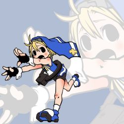 Rule 34 | 1boy, arc system works, bad id, bad pixiv id, bike shorts, blonde hair, bridget (guilty gear), fingerless gloves, gloves, guilty gear, guilty gear xx, habit, male focus, matado, open mouth, outstretched arms, running, short hair, solo, trap, zoom layer