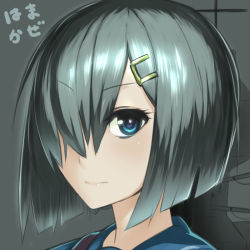 Rule 34 | 10s, 1girl, bad id, bad pixiv id, character name, hair ornament, hair over one eye, hairclip, hamakaze (kancolle), kantai collection, metaldragonfly, noname (metaldragonfly), one eye covered, short hair, silver hair, solo, translation request