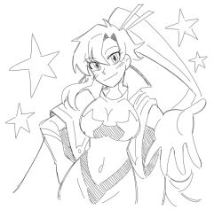 breasts large_breasts long_hair monochrome ponytail ryomiina space_yoko tengen_toppa_gurren_lagann wide_hips yoko_littner