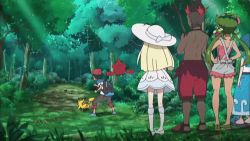 Rule 34 | animated, animated gif, ash ketchum, blonde hair, creatures (company), dress, game freak, gen 1 pokemon, gen 4 pokemon, gen 7 pokemon, green eyes, green hair, grubbin, kiawe (pokemon), lana (pokemon), lillie (pokemon), lowres, mallow (pokemon), nintendo, pikachu, pokemon, pokemon (anime), pokemon (creature), pokemon sm (anime), rotom, rotom dex, scared, short dress, white dress