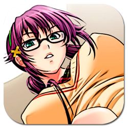 Rule 34 | 1girl, aqua eyes, breasts, covered erect nipples, glasses, hair ornament, hairband, hairclip, large breasts, lips, long hair, looking at viewer, lowres, open mouth, perspective, purple hair, solo, sweater, v-neck