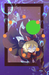 Rule 34 | 1girl, absurdres, black capelet, black dress, black hat, blonde hair, blue eyes, blush stickers, bow, bowtie, braid, bright pupils, bubble, capelet, commentary request, cookie (touhou), dress, full body, hair between eyes, hair bow, hat, hat bow, highres, kirisame marisa, long bangs, looking down, lsnsn, meguru (cookie), open mouth, p-model, purple bow, reaching, red bow, red bowtie, side braid, simple background, solo, touhou, underwater, white pupils, witch hat