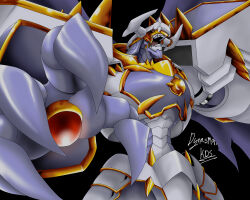 Rule 34 | absurdres, armor, digimon, dragon, dynasmon, highres, horns, knight, solo, wings