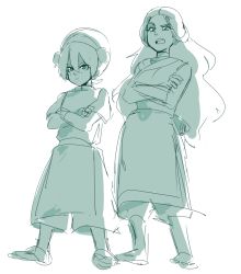 Rule 34 | 2girls, angry, artist request, avatar: the last airbender, avatar legends, crossed arms, katara, long hair, multiple girls, tagme, toph bei fong