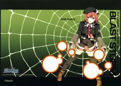 Rule 34 | 10s, 1girl, 2011, belt, beret, black thighhighs, brown hair, character name, company name, copyright name, cropped jacket, dual wielding, eiyuu densetsu, enami katsumi, expressionless, falcom, full body, grey eyes, gun, hat, holding, letterboxed, necktie, noel seeker, official art, shoes, short hair, shorts, solo, thighhighs, weapon, zero no kiseki