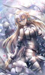 Rule 34 | 2girls, armor, armored boots, armored dress, bad id, bad pixiv id, bare shoulders, black cape, black dress, black legwear, blonde hair, blue eyes, boots, breasts, cape, cloud, cloudy sky, commentary, dress, earrings, facing away, fate/apocrypha, fate/grand order, fate (series), flower, fur-trimmed legwear, fur trim, gauntlets, hair between eyes, headpiece, jeanne d&#039;arc (fate), jeanne d&#039;arc (ruler) (fate), jeanne d&#039;arc (third ascension) (fate), jeanne d&#039;arc alter (avenger) (fate), jeanne d&#039;arc alter (fate), jewelry, long hair, medium breasts, multiple girls, outdoors, silver hair, sky, solo focus, thighhighs, very long hair, white dress, white flower, yunohito