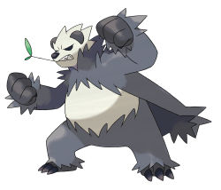 Rule 34 | 10s, creatures (company), fang, game freak, gen 6 pokemon, highres, leaf, mouth hold, nintendo, pangoro, pokemon, pokemon (creature), pokemon xy