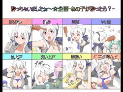 Rule 34 | 2boys, 5girls, ^^^, ^ ^, ahoge, alcohol, bad id, bad pixiv id, balancing, beer, between breasts, blonde hair, blood, blue hair, blue scarf, blush, bottle, breasts, brown hair, can, cat, chart, chibi, cleavage, closed eyes, detached sleeves, drunk, green hair, hatsune miku, headphones, highres, kagamine len, kagamine rin, kaito (vocaloid), kara age, large breasts, long hair, megurine luka, meiko (vocaloid), midriff, mouth hold, multiple boys, multiple girls, naughty face, necktie, nosebleed, pink hair, ponytail, red eyes, ribbon, scarf, short hair, smile, tears, translation request, twintails, vocaloid, you gonna get raped, yowane haku, yowaneko, yuri