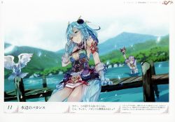 Rule 34 | 2girls, absurdres, atelier (series), atelier sophie, blue eyes, blue hair, breasts, capelet, cleavage, cleavage cutout, clothing cutout, corset, day, elbow gloves, game cg, gloves, green eyes, hair ornament, highres, huge filesize, lake, large breasts, leon (atelier), long hair, multiple girls, official art, one eye closed, plachta, silver hair, skirt, smile, thighhighs, water, white gloves, yuugen