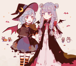 Rule 34 | 5girls, alcohol, alternate costume, bat (animal), bat wings, black gloves, black headwear, blue hair, book, chibi, chibi inset, commentary request, crescent, crescent hat ornament, cup, double bun, drinking glass, fangs, flandre scarlet, gloves, grey background, hair bun, halloween, halloween costume, hat, hat ornament, holding, holding book, hong meiling, izayoi sakuya, koakuma, light blue hair, long hair, looking at another, mozukuzu (manukedori), multiple girls, open mouth, patchouli knowledge, purple eyes, purple hair, red eyes, remilia scarlet, short hair, siblings, simple background, sisters, socks, striped clothes, striped legwear, striped socks, touhou, wine, wine glass, wings, witch hat