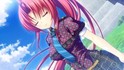 Rule 34 | 1girl, asami asami, closed eyes, game cg, long hair, necktie, ponytail, re:birth colony, red hair, rindou ruri (re:birth colony)
