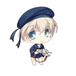 Rule 34 | 10s, 1girl, blue eyes, blush stickers, chibi, clothes writing, gun, hat, kantai collection, md5 mismatch, personification, rei (rei&#039;s room), resolution mismatch, sailor, sailor hat, short hair, solo, source smaller, weapon, white background, z1 leberecht maass (kancolle)