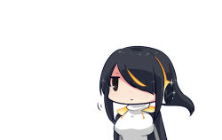 Rule 34 | 10s, 1girl, black hair, brown eyes, chibi, closed mouth, emperor penguin (kemono friends), hair over one eye, headphones, streaked hair, hood, hoodie, jitome, kemono friends, multicolored hair, open clothes, open hoodie, shioya mutsu, simple background, solo, sparkle, turtleneck, upper body, white background