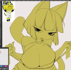 Rule 34 | 1girl, animal crossing, ankha (animal crossing), breasts, cat, large breasts, nintendo, solo, unfinished