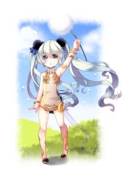Rule 34 | 10s, animal ears, arm up, armpits, bad id, bad pixiv id, blade &amp; soul, blue eyes, blue hair, bracelet, dress, jewelry, long hair, lots of jewelry, lyn (blade &amp; soul), short dress, sleeveless, sleeveless dress, solo, tail, twintails