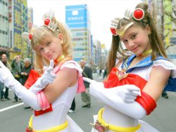 Rule 34 | 2girls, bishoujo senshi sailor moon, cosplay, japan, multiple girls, outdoors, photo (medium), sailor chibi moon, sailor moon, super sailor chibi moon, super sailor moon