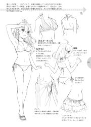 Rule 34 | 1girl, absurdres, highres, how to, image sample, monochrome, sarong, swimsuit, translation request