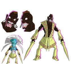 Rule 34 | 10s, 1boy, bare shoulders, brown hair, character sheet, clenched teeth, concept art, dark skin, expressions, full body, looking at viewer, male focus, mask, muscular, ninja, ninja slayer, official art, simple background, solo, soukaiya symbol, standing, sword, sword dancer (ninja slayer), teeth, weapon, white background, yellow eyes