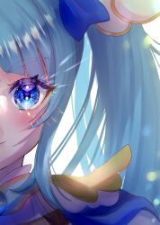 Rule 34 | 1girl, blue cape, blue eyes, blue hair, cape, commentary, cure sky, english commentary, eyelashes, hair ornament, happy, highres, hirogaru sky! precure, light blue hair, long hair, looking at viewer, magical girl, minccino7, precure, simple background, smile, solo, sora harewataru, twintails, white background