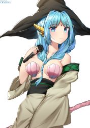 Rule 34 | 1girl, absurdres, black hat, blue hair, commission, hat, highres, magi the labyrinth of magic, solo, tagme, yamuraiha