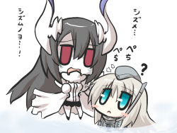 Rule 34 | 10s, 2girls, ?, abyssal ship, anchorage water oni, blonde hair, blue eyes, comic, commentary, gameplay mechanics, goma (gomasamune), grey hair, hitting, kantai collection, multiple girls, red eyes, tears, translated, u-511 (kancolle)
