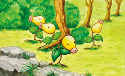 Rule 34 | . ., bellsprout, black eyes, bush, closed mouth, commentary, creature, creatures (company), day, english commentary, full body, game freak, gen 1 pokemon, grass, nintendo, no humans, official art, outdoors, pokemon, pokemon (creature), pokemon tcg, rock, smile, standing, third-party source, tree, yamashita masako