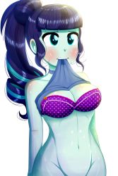 Rule 34 | absurdres, bra, breasts, clothes, coloratura, highres, my little pony, my little pony: equestria girls, my little pony: friendship is magic, solo, sweat, the-butch-x, transparent background, underwear